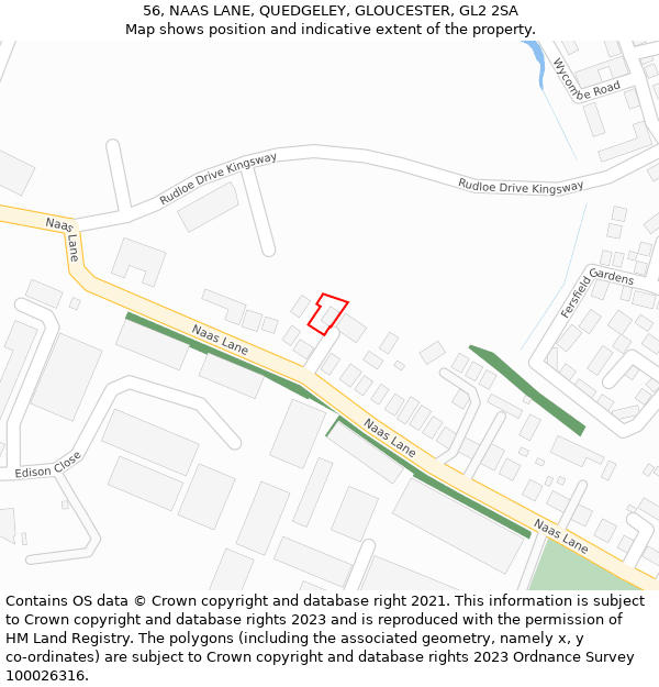 56, NAAS LANE, QUEDGELEY, GLOUCESTER, GL2 2SA: Location map and indicative extent of plot