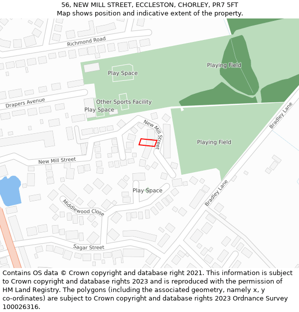 56, NEW MILL STREET, ECCLESTON, CHORLEY, PR7 5FT: Location map and indicative extent of plot