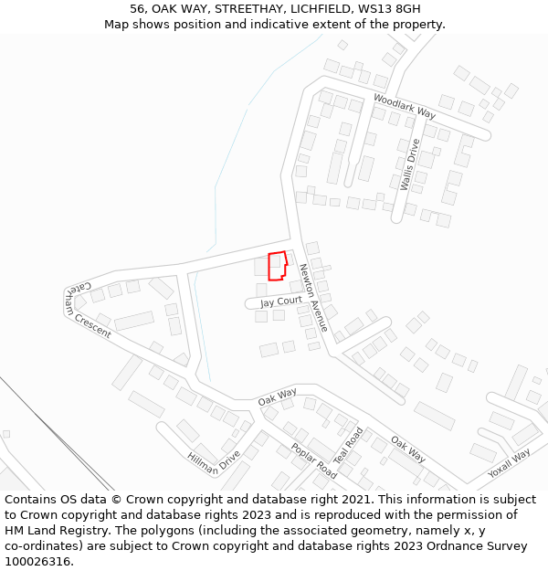 56, OAK WAY, STREETHAY, LICHFIELD, WS13 8GH: Location map and indicative extent of plot