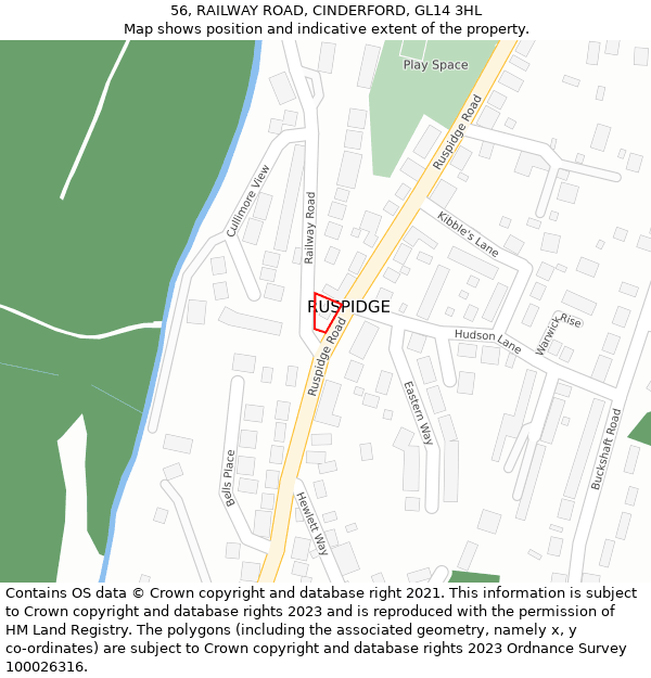 56, RAILWAY ROAD, CINDERFORD, GL14 3HL: Location map and indicative extent of plot