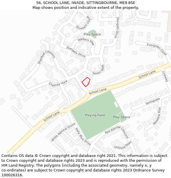 56, SCHOOL LANE, IWADE, SITTINGBOURNE, ME9 8SE: Location map and indicative extent of plot
