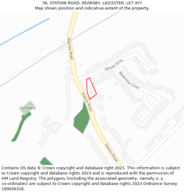 56, STATION ROAD, REARSBY, LEICESTER, LE7 4YY: Location map and indicative extent of plot