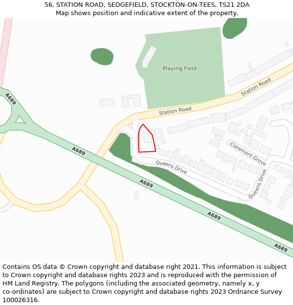 56, STATION ROAD, SEDGEFIELD, STOCKTON-ON-TEES, TS21 2DA: Location map and indicative extent of plot