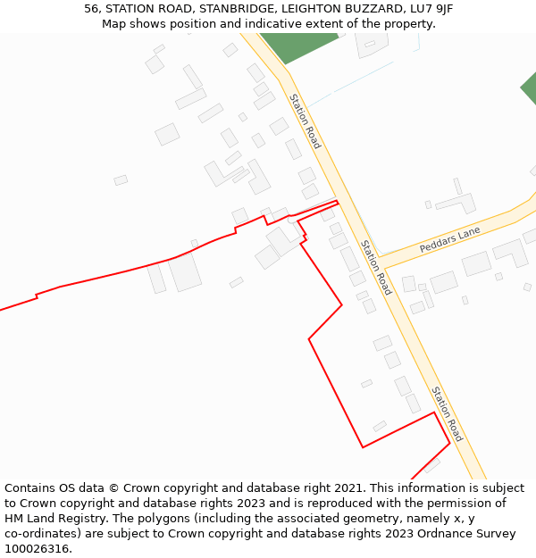 56, STATION ROAD, STANBRIDGE, LEIGHTON BUZZARD, LU7 9JF: Location map and indicative extent of plot