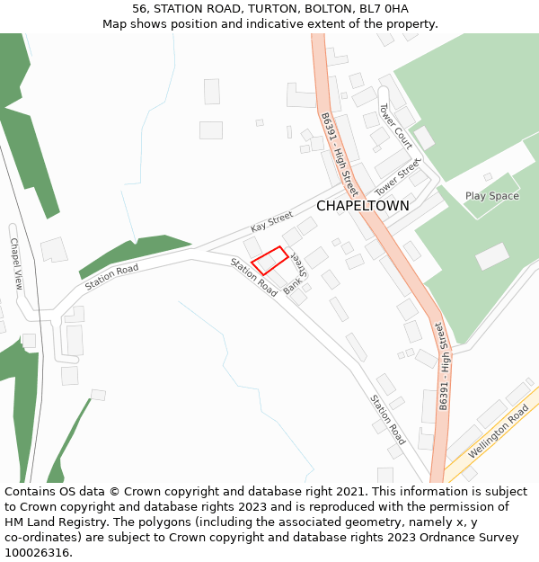 56, STATION ROAD, TURTON, BOLTON, BL7 0HA: Location map and indicative extent of plot