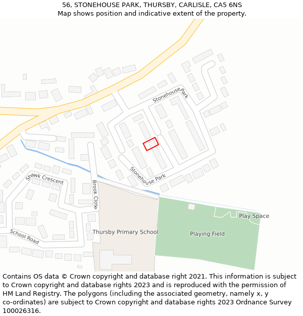 56, STONEHOUSE PARK, THURSBY, CARLISLE, CA5 6NS: Location map and indicative extent of plot