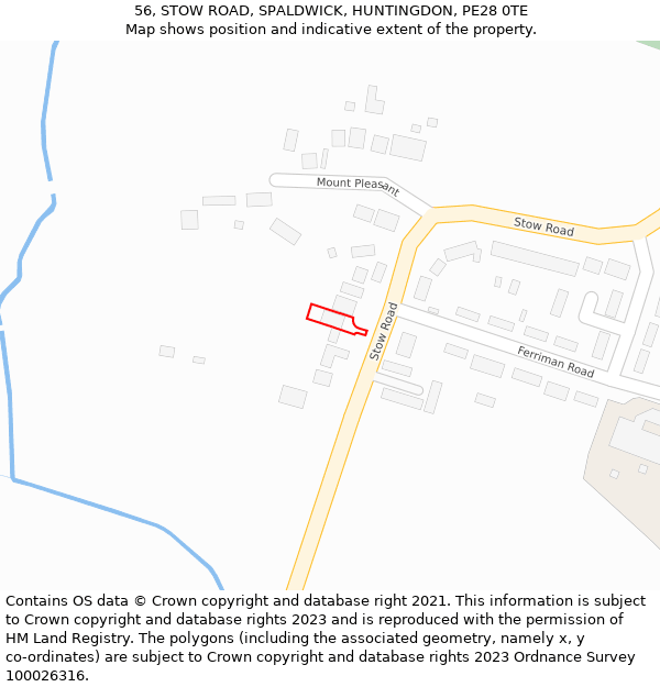 56, STOW ROAD, SPALDWICK, HUNTINGDON, PE28 0TE: Location map and indicative extent of plot