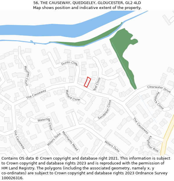 56, THE CAUSEWAY, QUEDGELEY, GLOUCESTER, GL2 4LD: Location map and indicative extent of plot