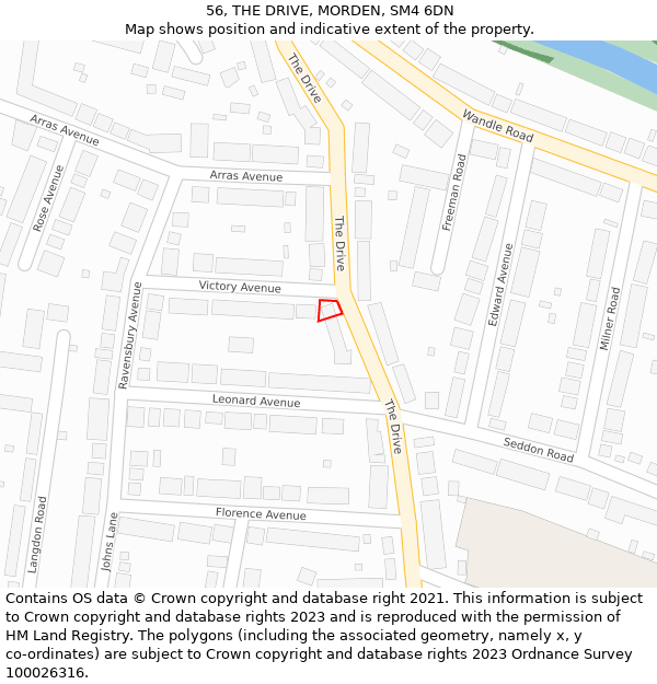 56, THE DRIVE, MORDEN, SM4 6DN: Location map and indicative extent of plot