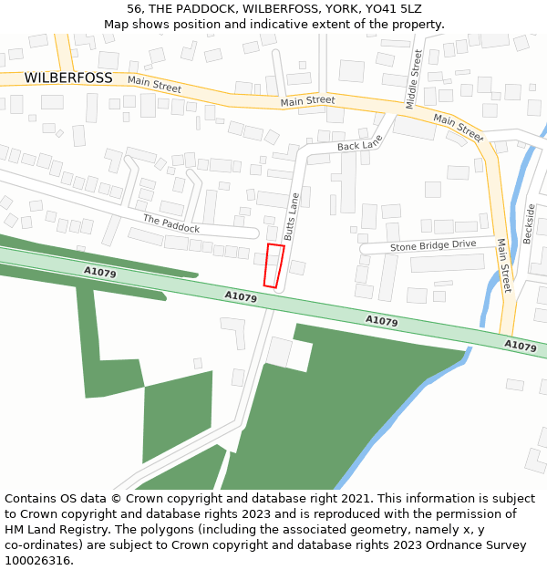 56, THE PADDOCK, WILBERFOSS, YORK, YO41 5LZ: Location map and indicative extent of plot