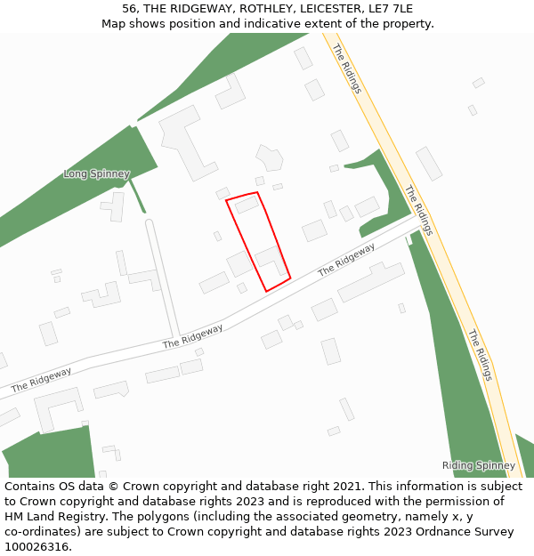 56, THE RIDGEWAY, ROTHLEY, LEICESTER, LE7 7LE: Location map and indicative extent of plot