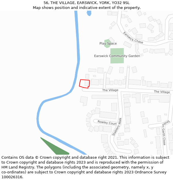 56, THE VILLAGE, EARSWICK, YORK, YO32 9SL: Location map and indicative extent of plot