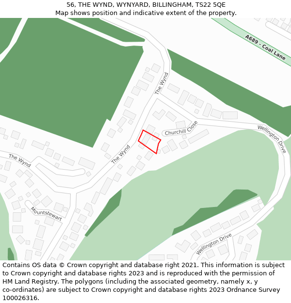 56, THE WYND, WYNYARD, BILLINGHAM, TS22 5QE: Location map and indicative extent of plot