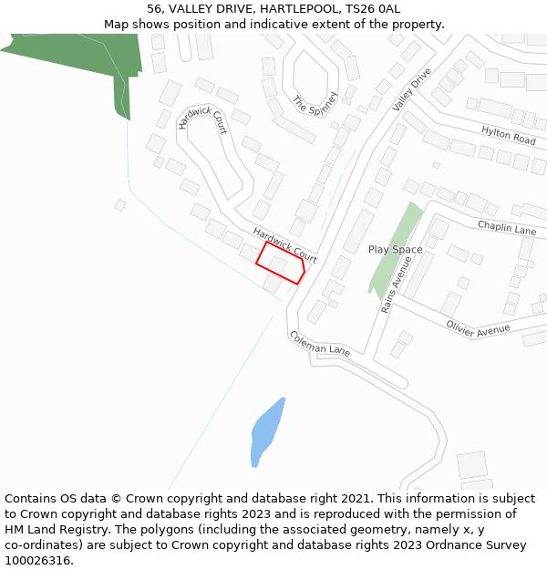 56, VALLEY DRIVE, HARTLEPOOL, TS26 0AL: Location map and indicative extent of plot