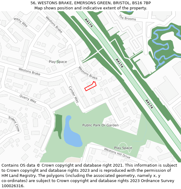 56, WESTONS BRAKE, EMERSONS GREEN, BRISTOL, BS16 7BP: Location map and indicative extent of plot