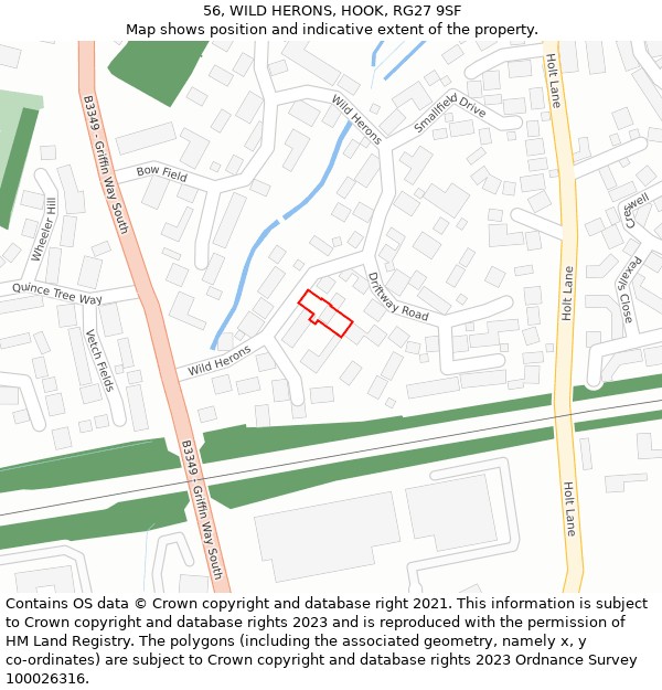 56, WILD HERONS, HOOK, RG27 9SF: Location map and indicative extent of plot