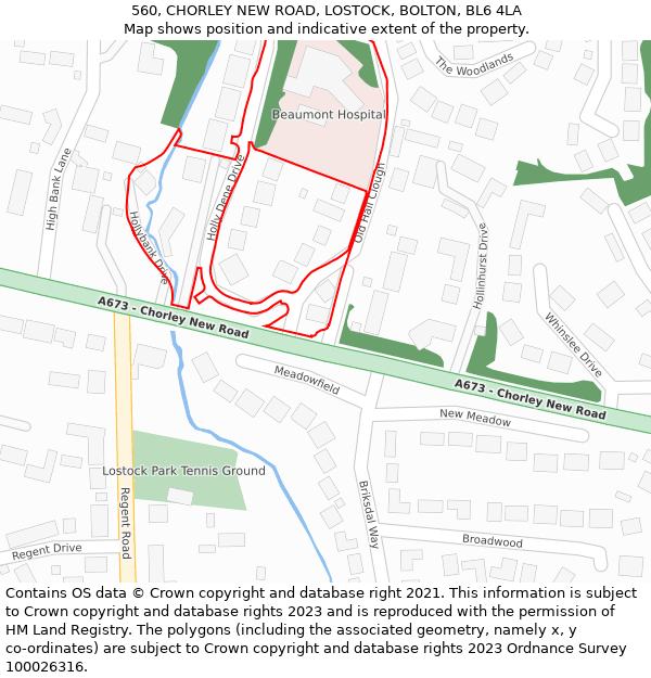 560, CHORLEY NEW ROAD, LOSTOCK, BOLTON, BL6 4LA: Location map and indicative extent of plot