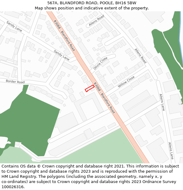 567A, BLANDFORD ROAD, POOLE, BH16 5BW: Location map and indicative extent of plot