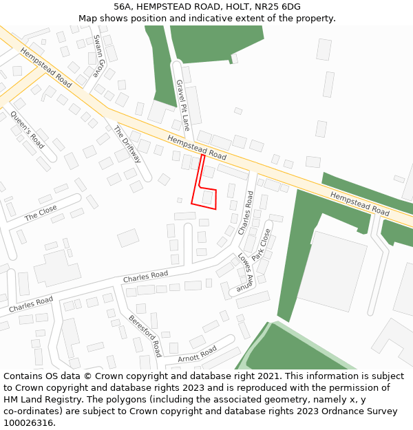 56A, HEMPSTEAD ROAD, HOLT, NR25 6DG: Location map and indicative extent of plot