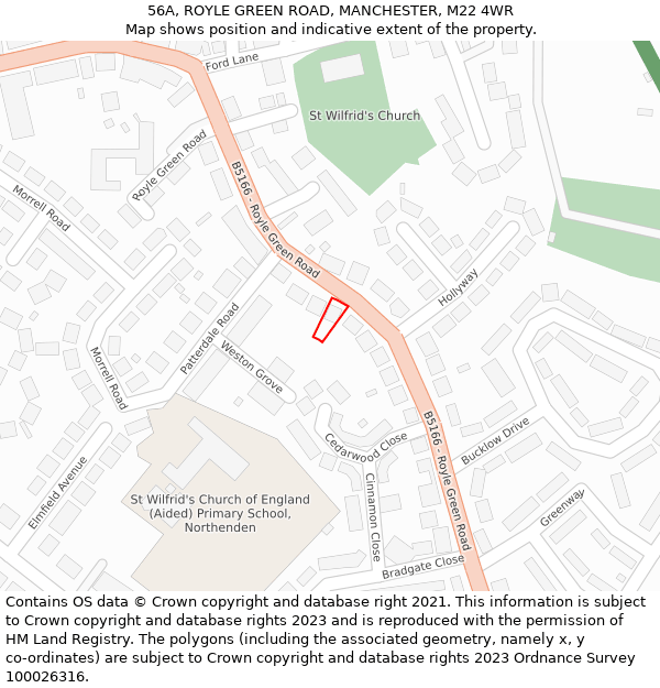 56A, ROYLE GREEN ROAD, MANCHESTER, M22 4WR: Location map and indicative extent of plot