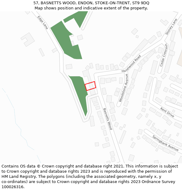 57, BASNETTS WOOD, ENDON, STOKE-ON-TRENT, ST9 9DQ: Location map and indicative extent of plot