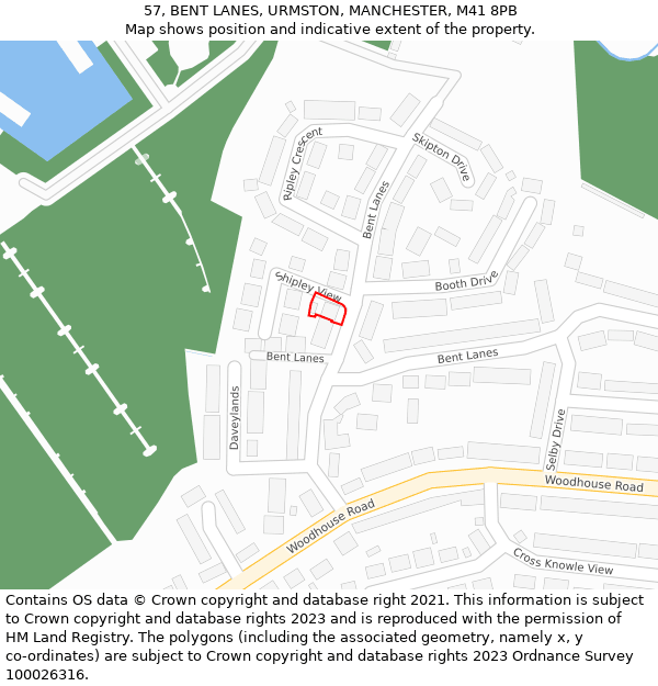 57, BENT LANES, URMSTON, MANCHESTER, M41 8PB: Location map and indicative extent of plot