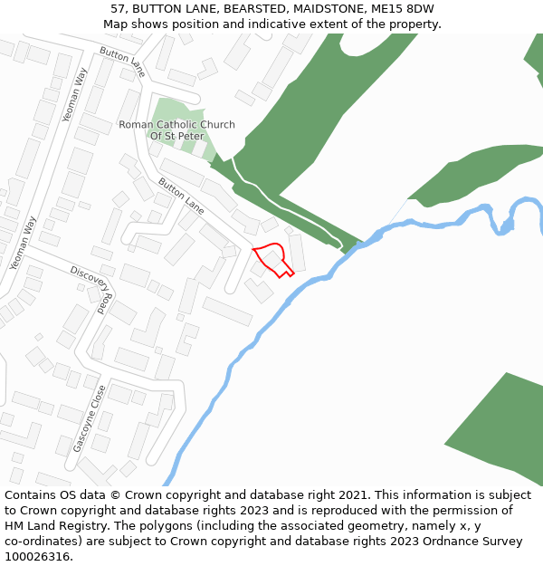 57, BUTTON LANE, BEARSTED, MAIDSTONE, ME15 8DW: Location map and indicative extent of plot