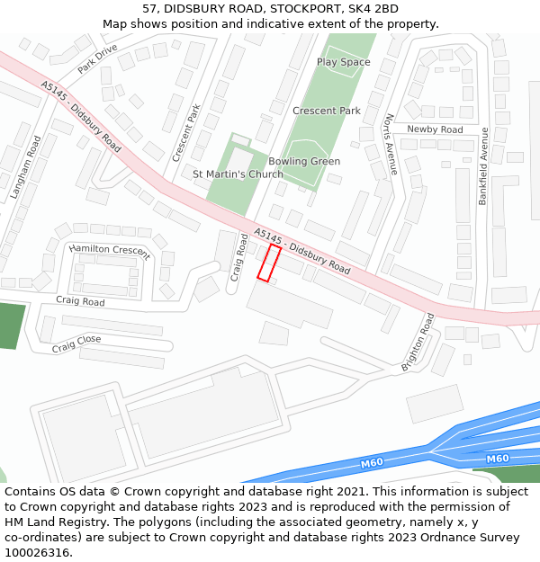 57, DIDSBURY ROAD, STOCKPORT, SK4 2BD: Location map and indicative extent of plot