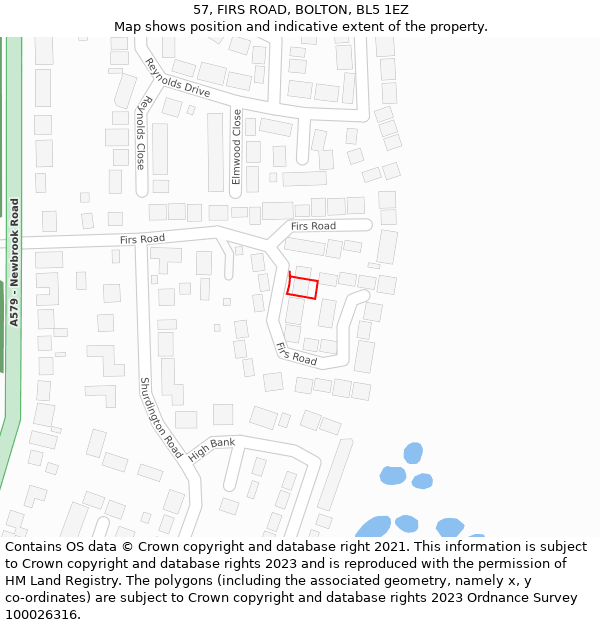 57, FIRS ROAD, BOLTON, BL5 1EZ: Location map and indicative extent of plot