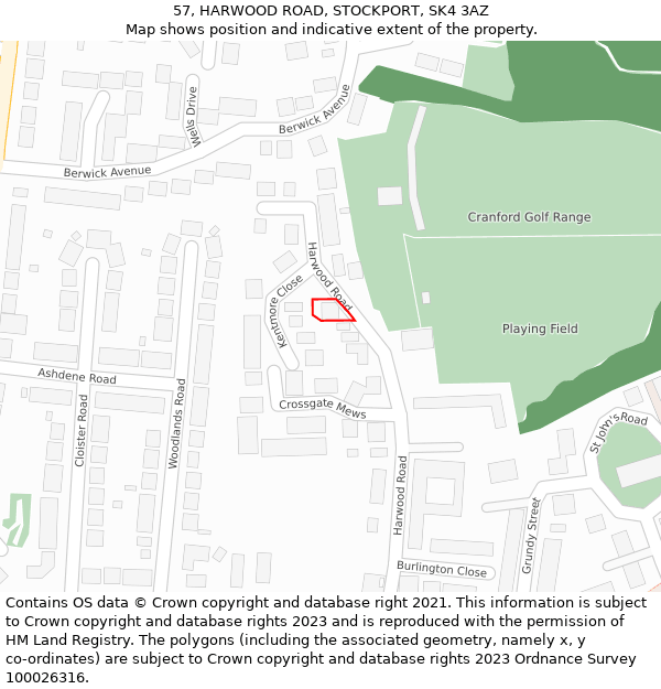 57, HARWOOD ROAD, STOCKPORT, SK4 3AZ: Location map and indicative extent of plot