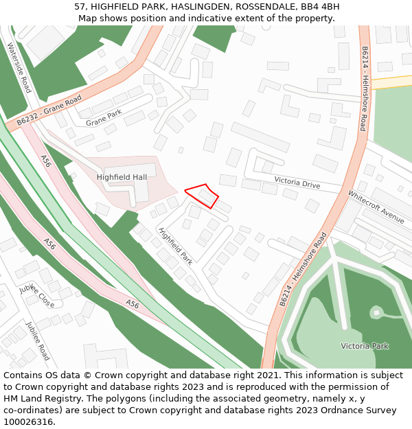 57, HIGHFIELD PARK, HASLINGDEN, ROSSENDALE, BB4 4BH: Location map and indicative extent of plot