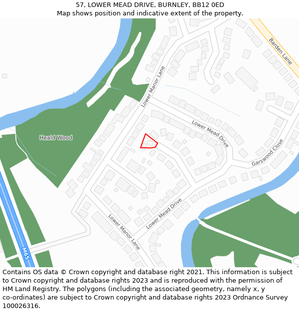 57, LOWER MEAD DRIVE, BURNLEY, BB12 0ED: Location map and indicative extent of plot