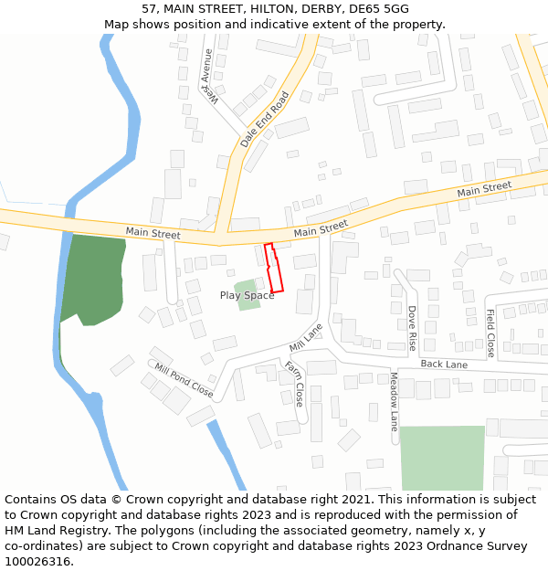 57, MAIN STREET, HILTON, DERBY, DE65 5GG: Location map and indicative extent of plot