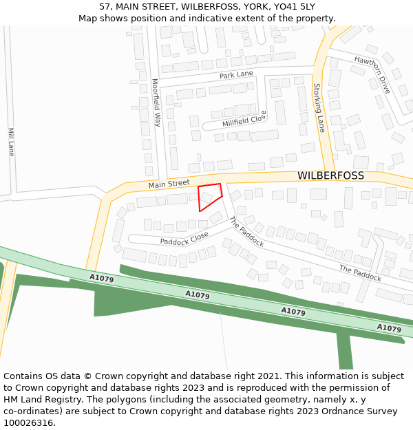 57, MAIN STREET, WILBERFOSS, YORK, YO41 5LY: Location map and indicative extent of plot