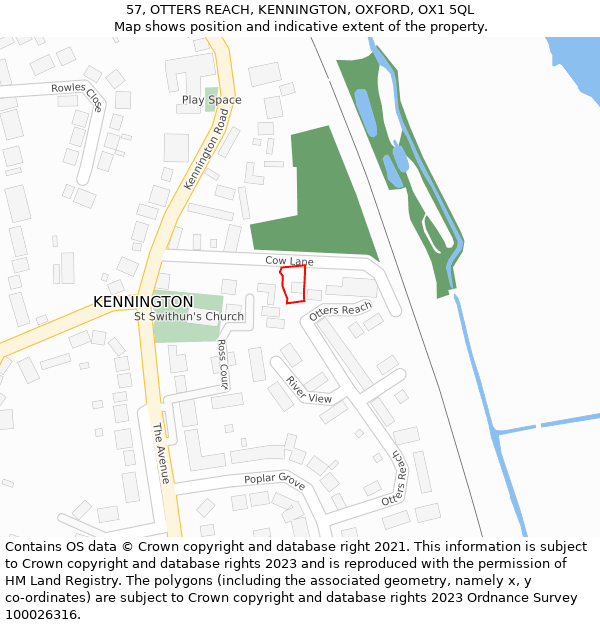 57, OTTERS REACH, KENNINGTON, OXFORD, OX1 5QL: Location map and indicative extent of plot