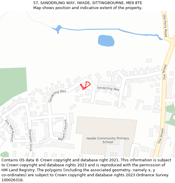 57, SANDERLING WAY, IWADE, SITTINGBOURNE, ME9 8TE: Location map and indicative extent of plot