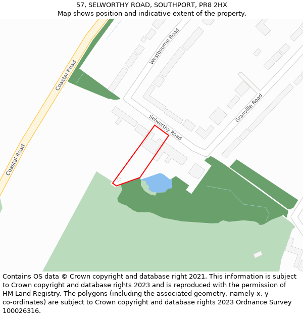 57, SELWORTHY ROAD, SOUTHPORT, PR8 2HX: Location map and indicative extent of plot