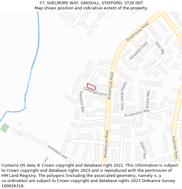 57, SHELMORE WAY, GNOSALL, STAFFORD, ST20 0DT: Location map and indicative extent of plot