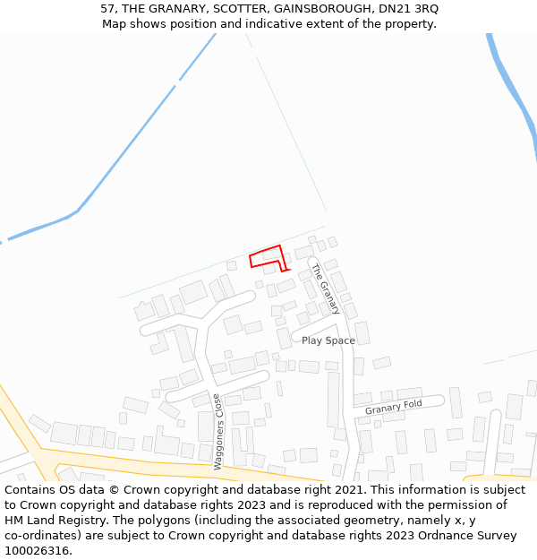 57, THE GRANARY, SCOTTER, GAINSBOROUGH, DN21 3RQ: Location map and indicative extent of plot