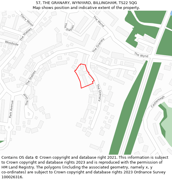 57, THE GRANARY, WYNYARD, BILLINGHAM, TS22 5QG: Location map and indicative extent of plot