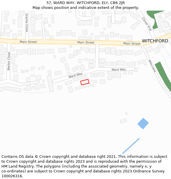 57, WARD WAY, WITCHFORD, ELY, CB6 2JR: Location map and indicative extent of plot