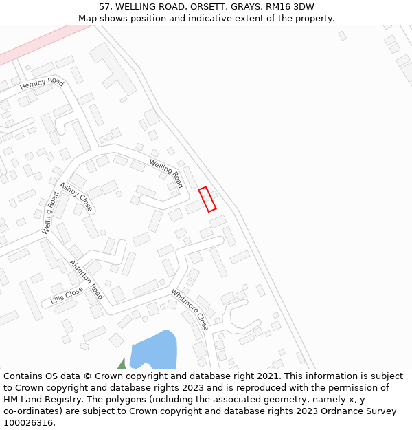 57, WELLING ROAD, ORSETT, GRAYS, RM16 3DW: Location map and indicative extent of plot