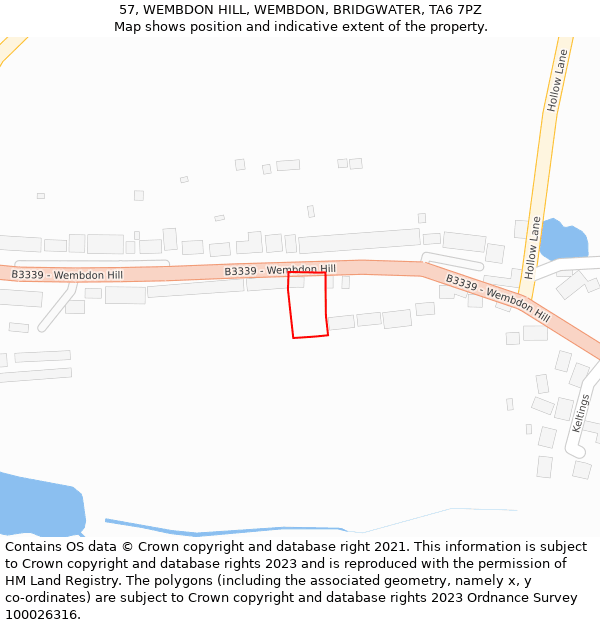 57, WEMBDON HILL, WEMBDON, BRIDGWATER, TA6 7PZ: Location map and indicative extent of plot