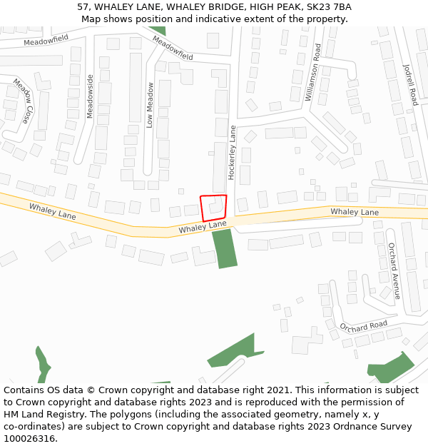 57, WHALEY LANE, WHALEY BRIDGE, HIGH PEAK, SK23 7BA: Location map and indicative extent of plot