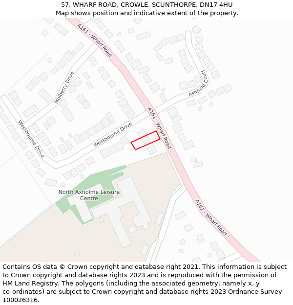 57, WHARF ROAD, CROWLE, SCUNTHORPE, DN17 4HU: Location map and indicative extent of plot