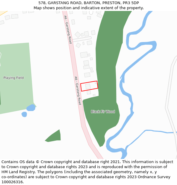 578, GARSTANG ROAD, BARTON, PRESTON, PR3 5DP: Location map and indicative extent of plot