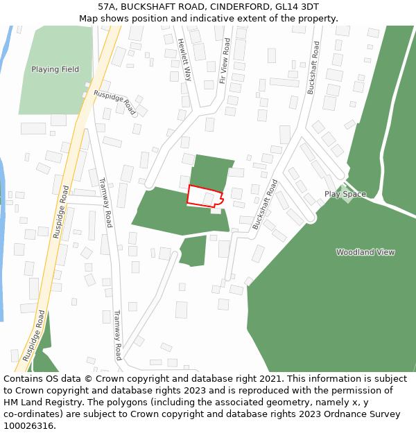 57A, BUCKSHAFT ROAD, CINDERFORD, GL14 3DT: Location map and indicative extent of plot