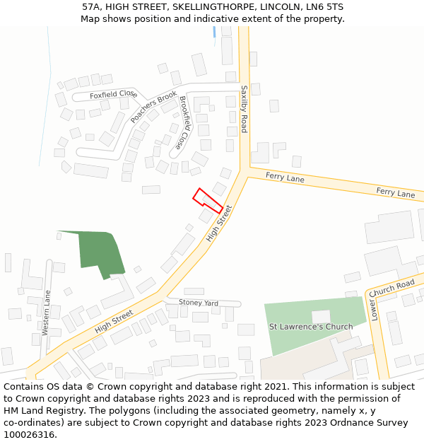 57A, HIGH STREET, SKELLINGTHORPE, LINCOLN, LN6 5TS: Location map and indicative extent of plot