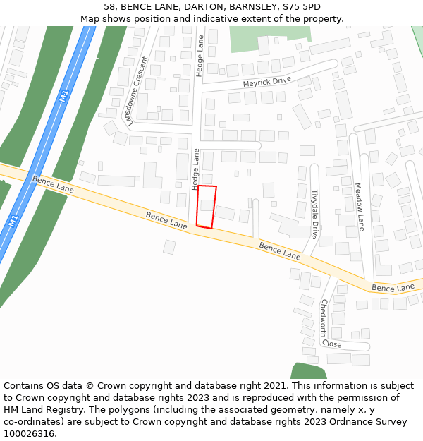 58, BENCE LANE, DARTON, BARNSLEY, S75 5PD: Location map and indicative extent of plot