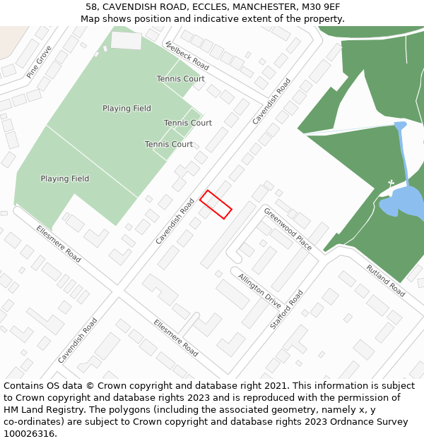 58, CAVENDISH ROAD, ECCLES, MANCHESTER, M30 9EF: Location map and indicative extent of plot